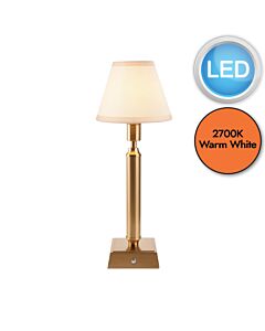 Endon Lighting - Trobridge Rechargeable & Ivy 16cm - 114870 - LED Aged Brass Vintage White Touch Table Lamp With Shade