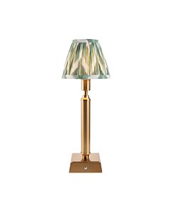 Endon Lighting - Trobridge Rechargeable & Zigzag 16cm - 114864 - LED Aged Brass Green Touch Table Lamp With Shade