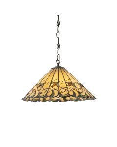 Interiors 1900 - Jamelia - 64193 - Dark Bronze Tiffany Glass Ceiling Pendant Light