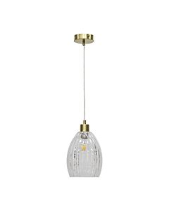 Birch - Clear Fluted Glass with Satin Brass Pendant Fitting