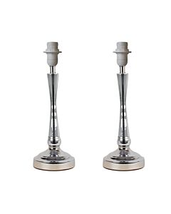 Set of 2 Chrome Stick Table Lamp Bases with Stem Detail