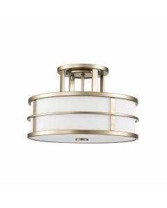 Feiss Lighting - Fusion - FE-FUSION-SF-PNBR - Natural Brass Opal Glass 3 Light Flush Ceiling Light