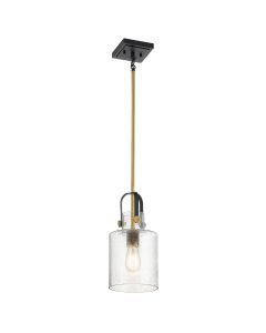 Quintiesse - Kitner - QN-KITNER-P-NBR - Natural Brass Clear Seeded Glass Ceiling Pendant Light