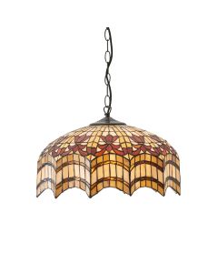 Interiors 1900 - Vesta - 64375 - Dark Bronze Tiffany Glass 3 Light Ceiling Pendant Light