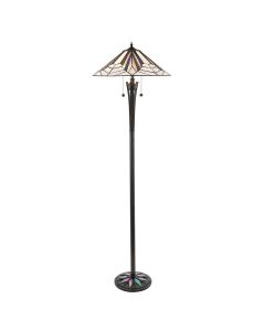 Interiors 1900 - Astoria - 63934 - Black With Glass Inserts Tiffany 2 Light Floor Lamp