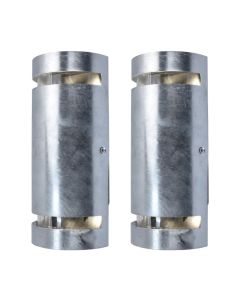 Set of 2 Ran - Galvanized Zinc Clear 2 Light IP54 Outdoor Wall Washer Lights