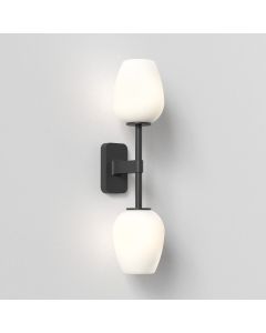 Astro Lighting - Tacoma Twin 1429005 & 5036007 - IP44 Matt Black Wall Light with Opal Tulip Glass Shades