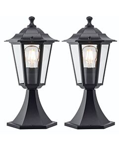 Set of 2 Eversham - Black Six Sided IP44 Outdoor Post Lights