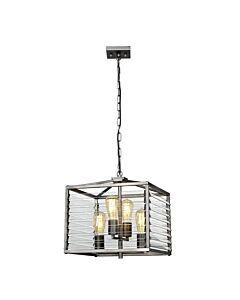 Elstead Lighting - Louvre - LOUVRE-4P - Gunmetal Clear Glass 4 Light Ceiling Pendant Light