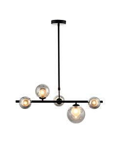 Cole - Black with Smoke Glass 5 Light Bar Pendant