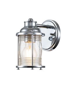 Quintiesse - Ashland Bay - QN-ASHLANDBAY1-PC-BATH - Chrome Clear Seeded Glass IP44 Bathroom Wall Light