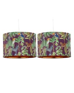 Set of 2 Safari - Velvet Safari Design 30cm Pendant or Table Lamp Shades