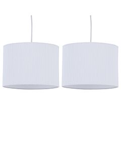 Set of 2 White Pleated 30cm Pendant Lightshades