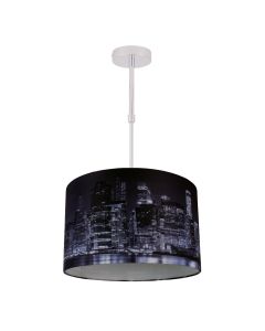 Digitally Printed Shade with New York City Skyline 320mm Diameter Adjustable Flush