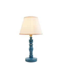 Endon Lighting - Bibury & Ivy 20cm - 115095 - Blue Aged Brass Vintage White Table Lamp With Shade