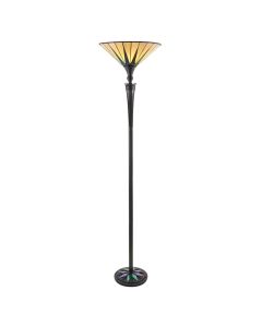 Interiors 1900 - Dark Star - 64042 - Black With Glass Inserts Tiffany Uplighter Floor Lamp