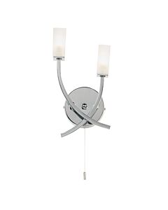 Endon Lighting - Havana - 146-2CH - Chrome Frosted Glass 2 Light Pull Cord Wall Light