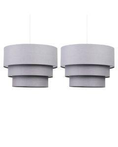 Pair of Dark Grey 3 Tier Ceiling Light Shades