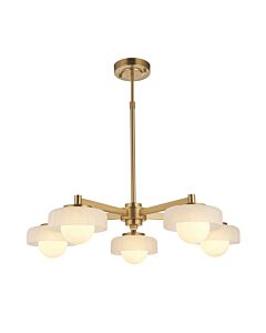 Endon Lighting - Boss - 120632 - Aged Brass Opal Frosted Glass 5 Light Ceiling Pendant Light