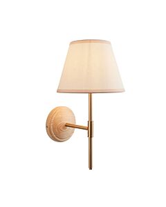 Endon Lighting - Wood T Bar & Ivy 20cm - 116114 - Ash Wood Vintage White Wall Light