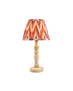 Endon Lighting - Bibury & Zigzag 20cm - 114291 - Ash Wood Aged Brass Orange Table Lamp With Shade