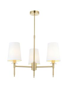 Nita - Satin Brass Vintage White 3 Light Ceiling Pendant Light