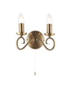 Endon Lighting - Trafford - 180-2AN - Antique Brass 2 Light Pull Cord Wall Light