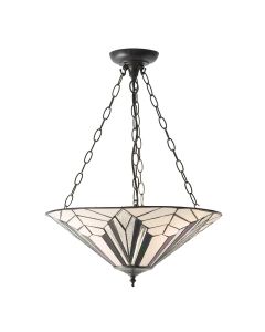 Interiors 1900 - Astoria - 63936 - Dark Bronze Tiffany Glass 3 Light Ceiling Pendant Light