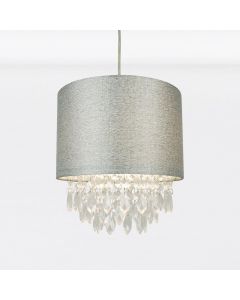 Sparkle Grey Faux Silk Jewelled Easy Fit Light Shade