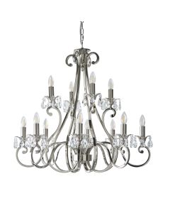 Interiors 1900 - Oksana - UL1P12N - Nickel Clear Crystal Glass 12 Light Chandelier