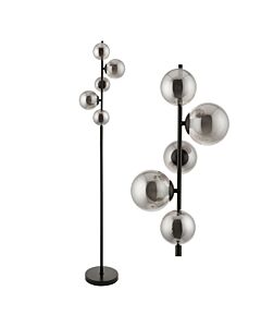 Cole - Black with Smoke Glass 5 Light Floor Lamp