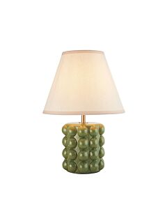 Endon Lighting - Bobble & Ivy 25cm - 116301 - Olive Green Aged Brass Vintage White Ceramic Table Lamp With Shade