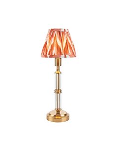 Endon Lighting - Morton Rechargeable & Zigzag 16cm - 114844 - LED Aged Brass Orange Touch Table Lamp With Shade