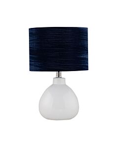 Tuscan - White Ceramic Lamp with Navy Crushed Velvet Shade