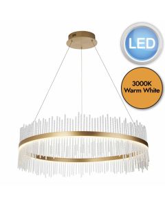 Peralta - LED Gold Clear Glass 89cm Dia Ceiling Pendant Light