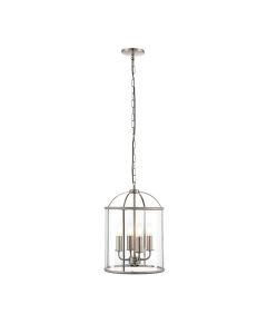 Endon Lighting - Lambeth - 70324 - Satin Nickel Clear Glass 4 Light Ceiling Pendant Light