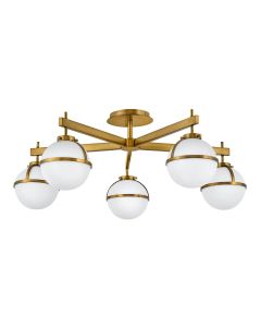 Hinkley Lighting - Hollis - HK-HOLLIS-5-O-HB - Heritage Brass Opal Glass 5 Light IP44 Bathroom Ceiling Light