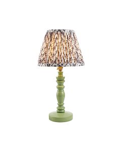 Endon Lighting - Bibury & Leaf 20cm - 115933 - Green Aged Brass Grey Table Lamp With Shade