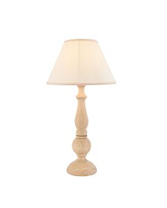 Endon Lighting - Hidcote & Ivy 30cm - 114758 - Natural Wood Aged Brass Vintage White Table Lamp With Shade