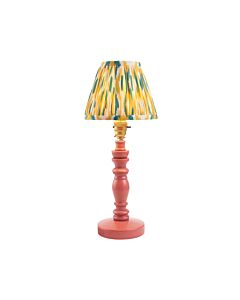 Endon Lighting - Bibury & Ikat 16cm - 115914 - Pink Aged Brass Yellow Jade Table Lamp With Shade