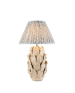 Endon Lighting - Layered Leaf & Leaf 30cm - 116429 - Cream Crackle Aged Brass Blue Ceramic Table Lamp With Shade