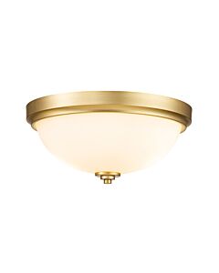 Feiss Lighting - Malibu - FE-MALIBU-F-BATH-BB - Brushed Brass Opal Glass 2 Light IP44 Bathroom Ceiling Flush Light