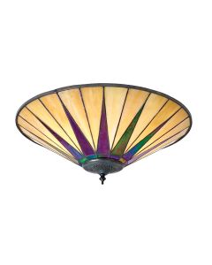 Interiors 1900 - Dark Star - 70240 - Dark Bronze Tiffany Glass 2 Light Flush Ceiling Light