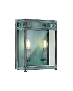 Elstead Lighting - Holborn - HL7-M-VDG - Verdigris Clear Glass 2 Light IP44 Outdoor Half Lantern Wall Light