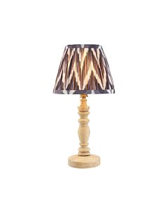 Endon Lighting - Bibury & Zigzag 20cm - 114283 - Ash Wood Aged Brass Grey Table Lamp With Shade