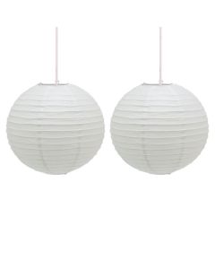 Pack of 2 - White Paper Lantern 30cm Pendant Shades