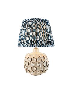 Endon Lighting - Borello & Ripple 35cm - 116395 - Cream Crackle Aged Brass Blue Ceramic Table Lamp With Shade