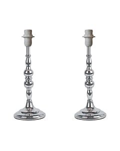 Set of 2 Chrome Stick Table Lamp Bases with Decorative Stems