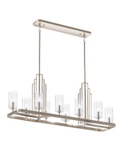 Quintiesse - Kimrose - QN-KIMROSE10-PN - Nickel Clear Glass 10 Light Bar Ceiling Pendant Light