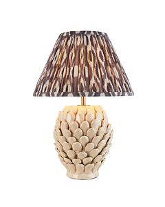 Endon Lighting - Layered Leaf & Ikat 30cm - 116418 - Cream Crackle Aged Brass Grey Ceramic Table Lamp With Shade